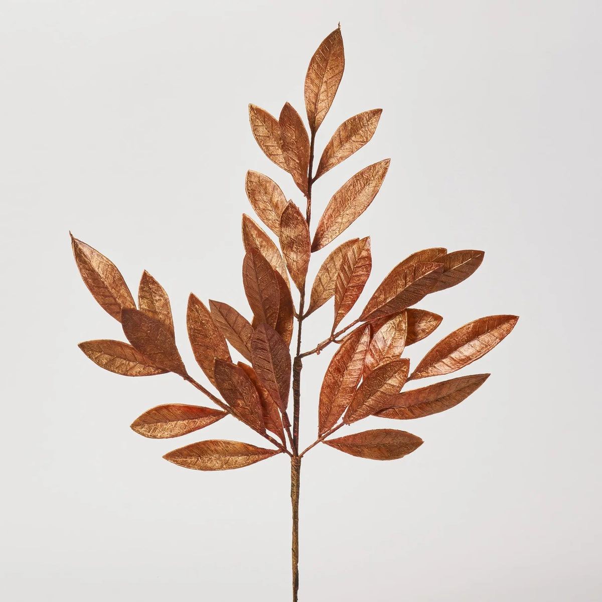 Yulemere Shiny Antique Copper Painted Bay Leaf Faux Branch overall view