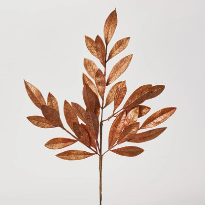 Yulemere Shiny Antique Copper Painted Bay Leaf Faux Branch overall view