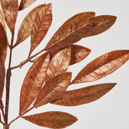 Yulemere Shiny Antique Copper Painted Bay Leaf Faux Branch detail view 2