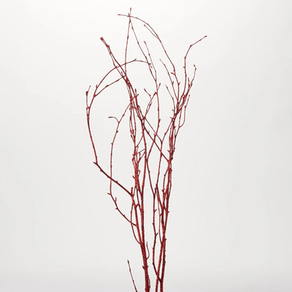 Yulemere Iced Red Glitter Twig Bundle Faux Branch Stem 40 Inch overall view