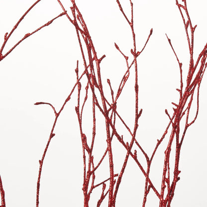 Yulemere Iced Red Glitter Twig Bundle Faux Branch Stem 40 Inch detail view 2