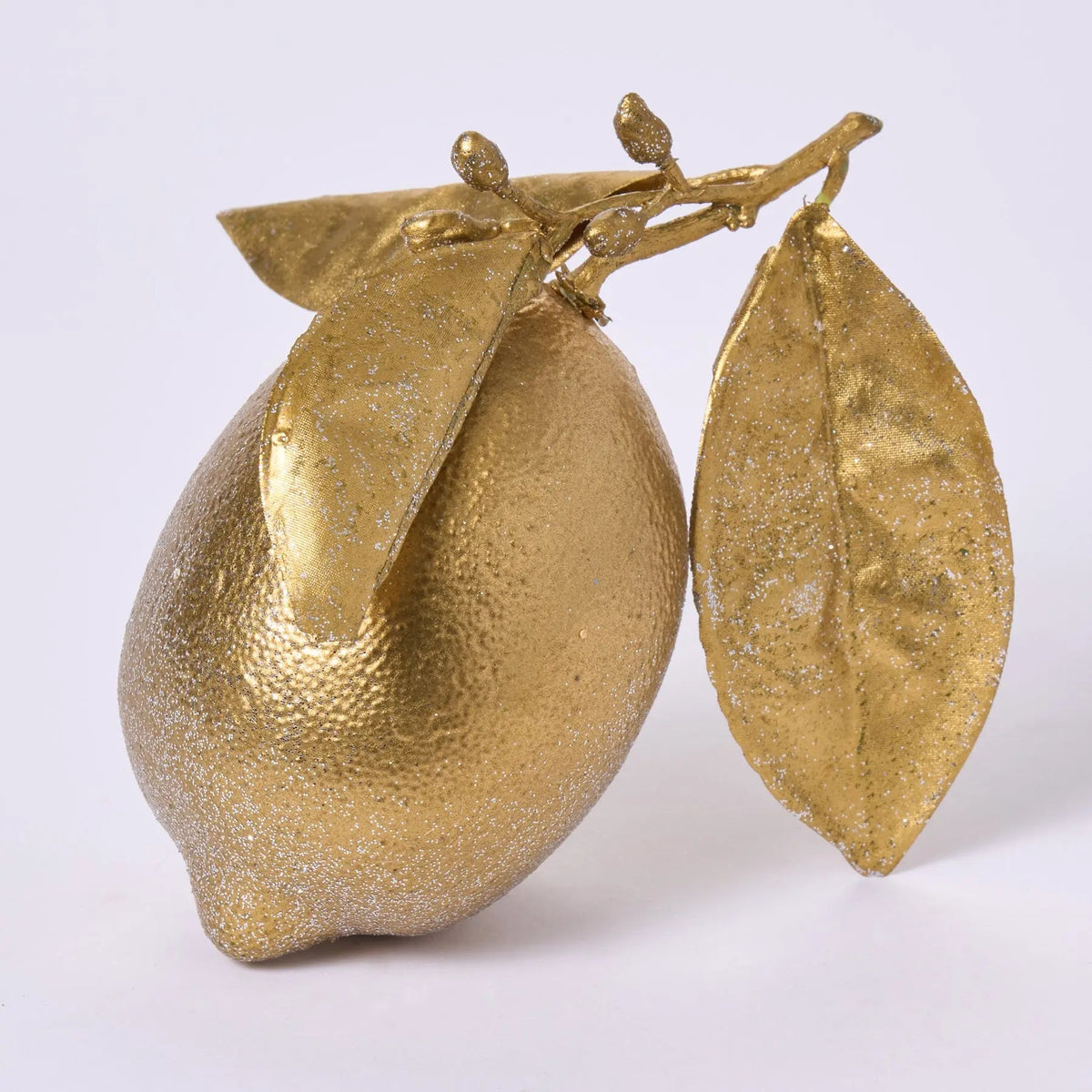 Yulemere Gold Metallic and Silver Glitter Citrus Lemon Holiday Stem overall view