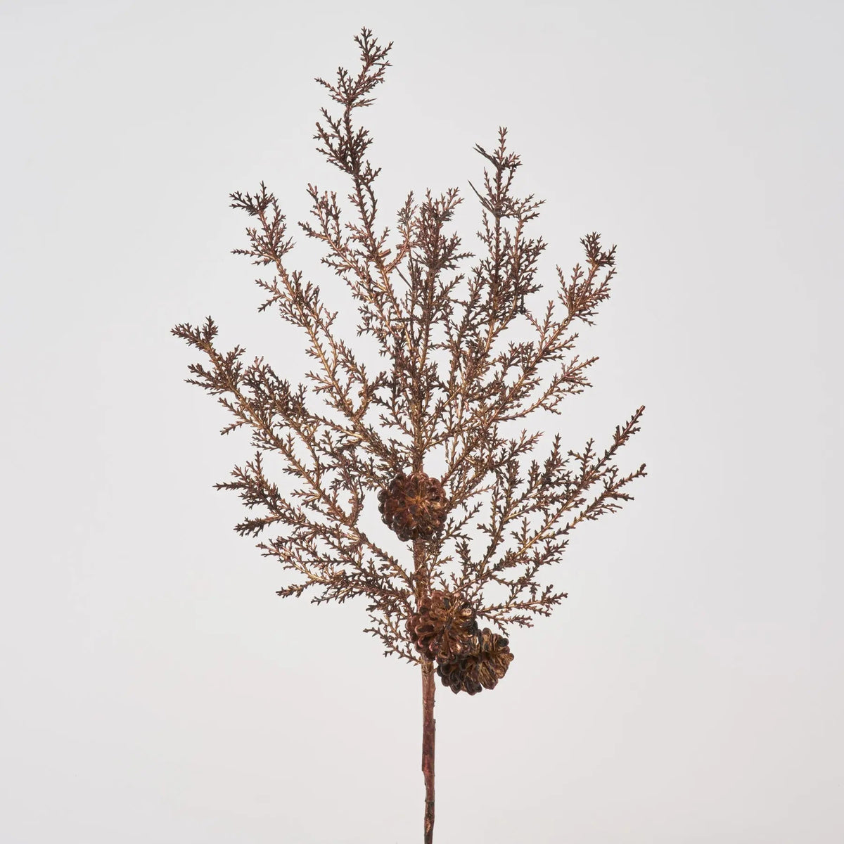 Yulemere Copper Cedar and Bronze Metallic Pinecone Branch Spray overall view