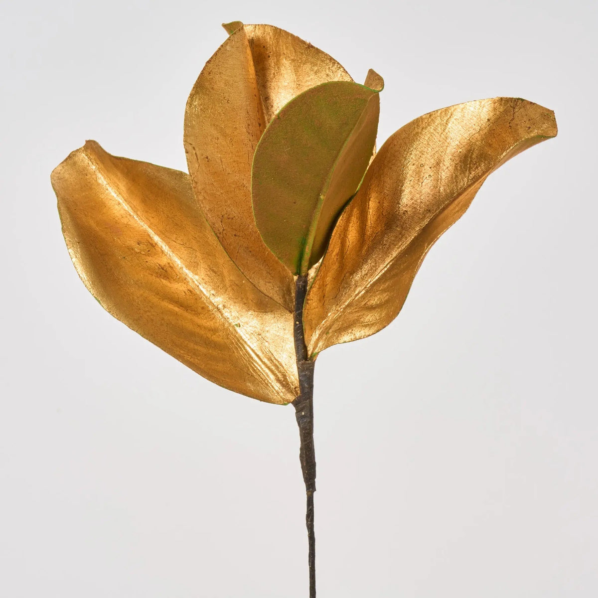 Yulemere Gold Magnolia Leaf Pick Decorative Spray 11 Inch overall view