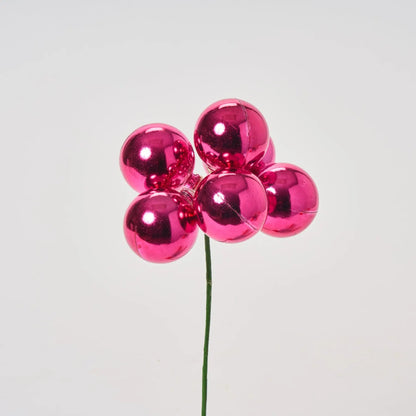 Yulemere Shiny Hot Pink VP Ball Ornament Pick 8 Inch detail view 2