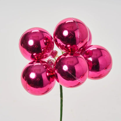 Yulemere Shiny Hot Pink VP Ball Ornament Pick 8 Inch overall view