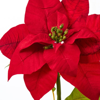 Yulemere Red Velvet Christmas Poinsettia Bloom Single Stem detail view 2