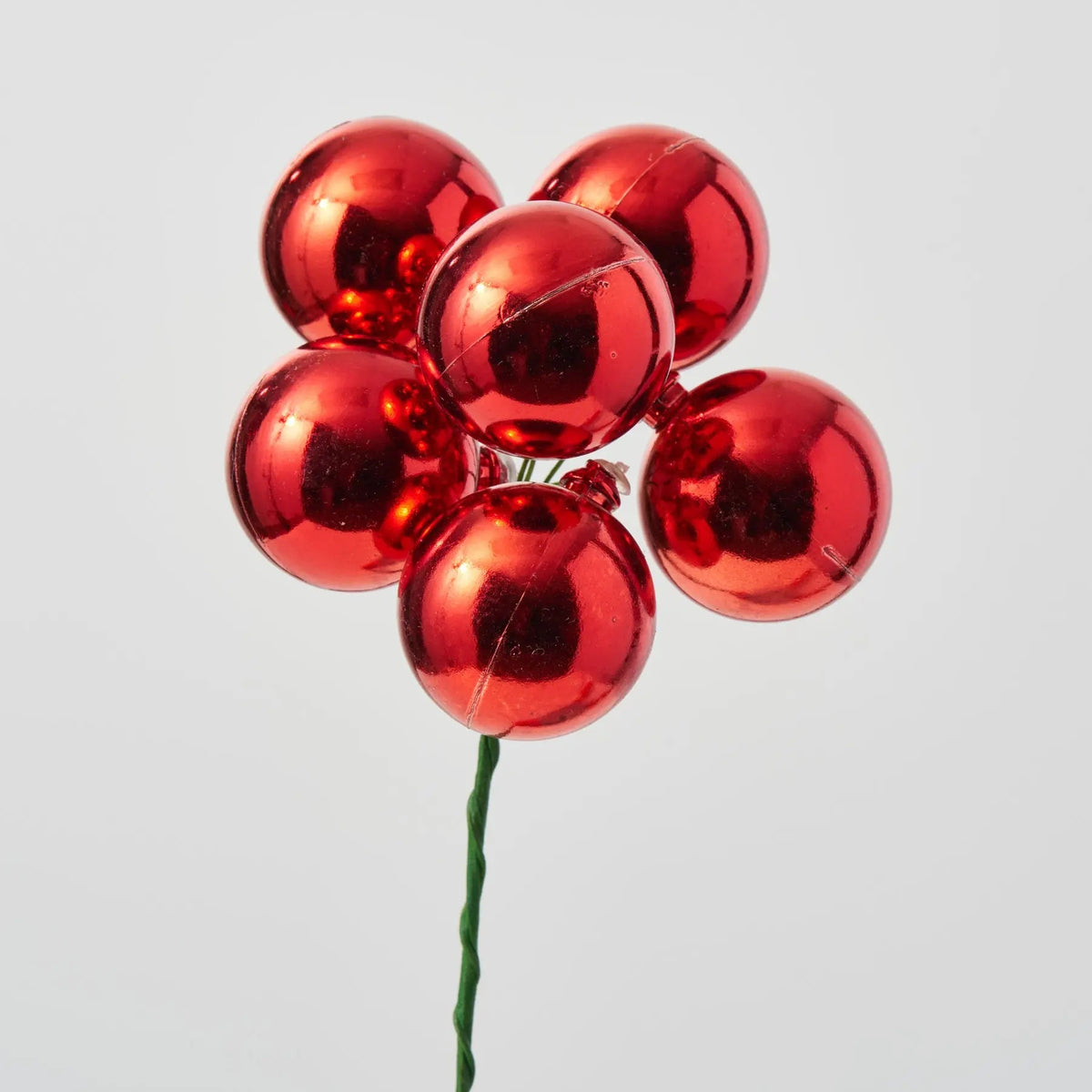 Yulemere Shiny Red VP Ball Ornament Pick 8 Inch overall view