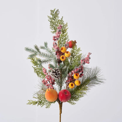 Yulemere Sugared Apple Pears Crated Berries with Flocked Holiday Stem overall view