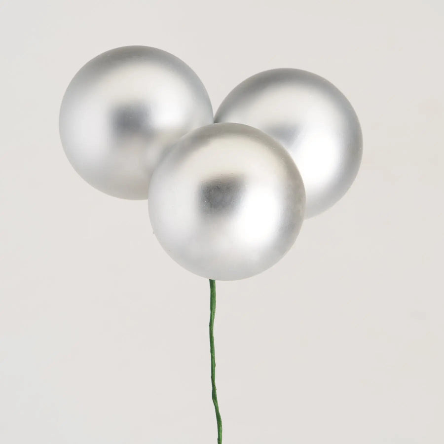 Yulemere Matte Silver VP Ball Ornament Pick 7 Inch overall view