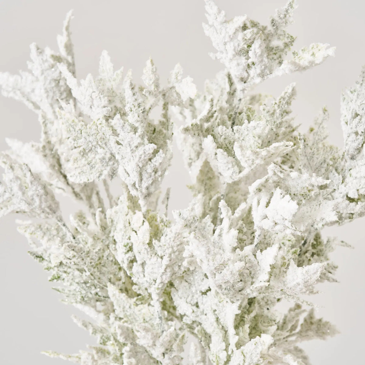 Yulemere Snowy Frosted Cedar Bush Spray Faux Winter Greenery detail view 2