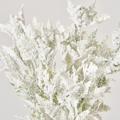 Yulemere Snowy Frosted Cedar Bush Spray Faux Winter Greenery detail view 2