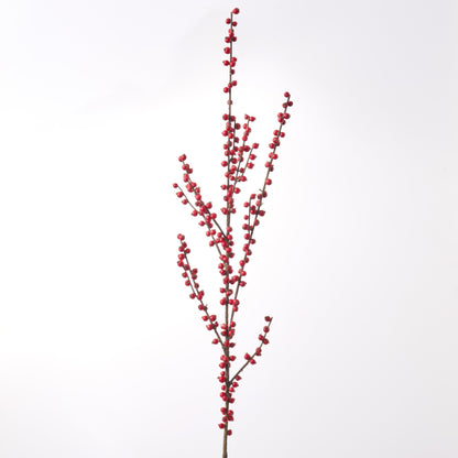 Yulemere Extra Tall Red Ilex Faux Berry Christmas Branch Spray detail view 3