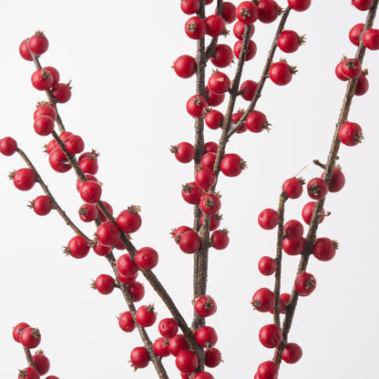 Yulemere Extra Tall Red Ilex Faux Berry Christmas Branch Spray detail view 2
