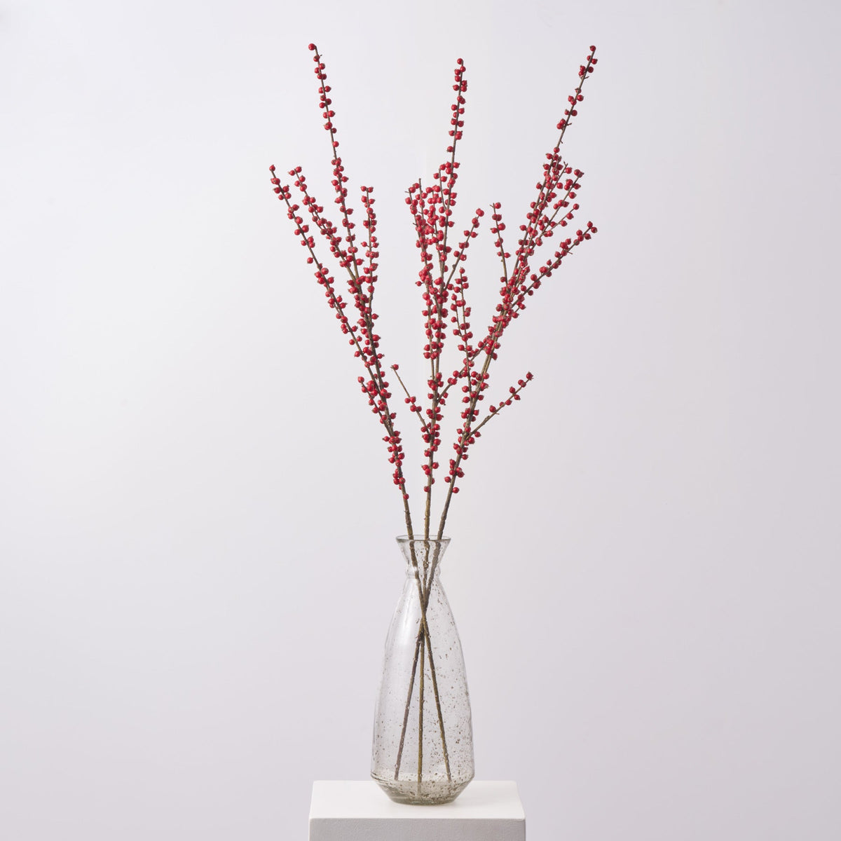 Yulemere Extra Tall Red Ilex Faux Berry Christmas Branch Spray overall view