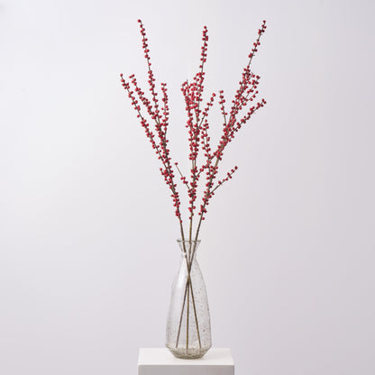 Yulemere Extra Tall Red Ilex Faux Berry Christmas Branch Spray overall view