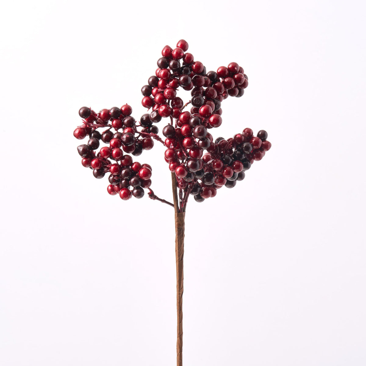 Yulemere Burgundy Red Berry Cluster Branch Faux Stem 14 Inch overall view