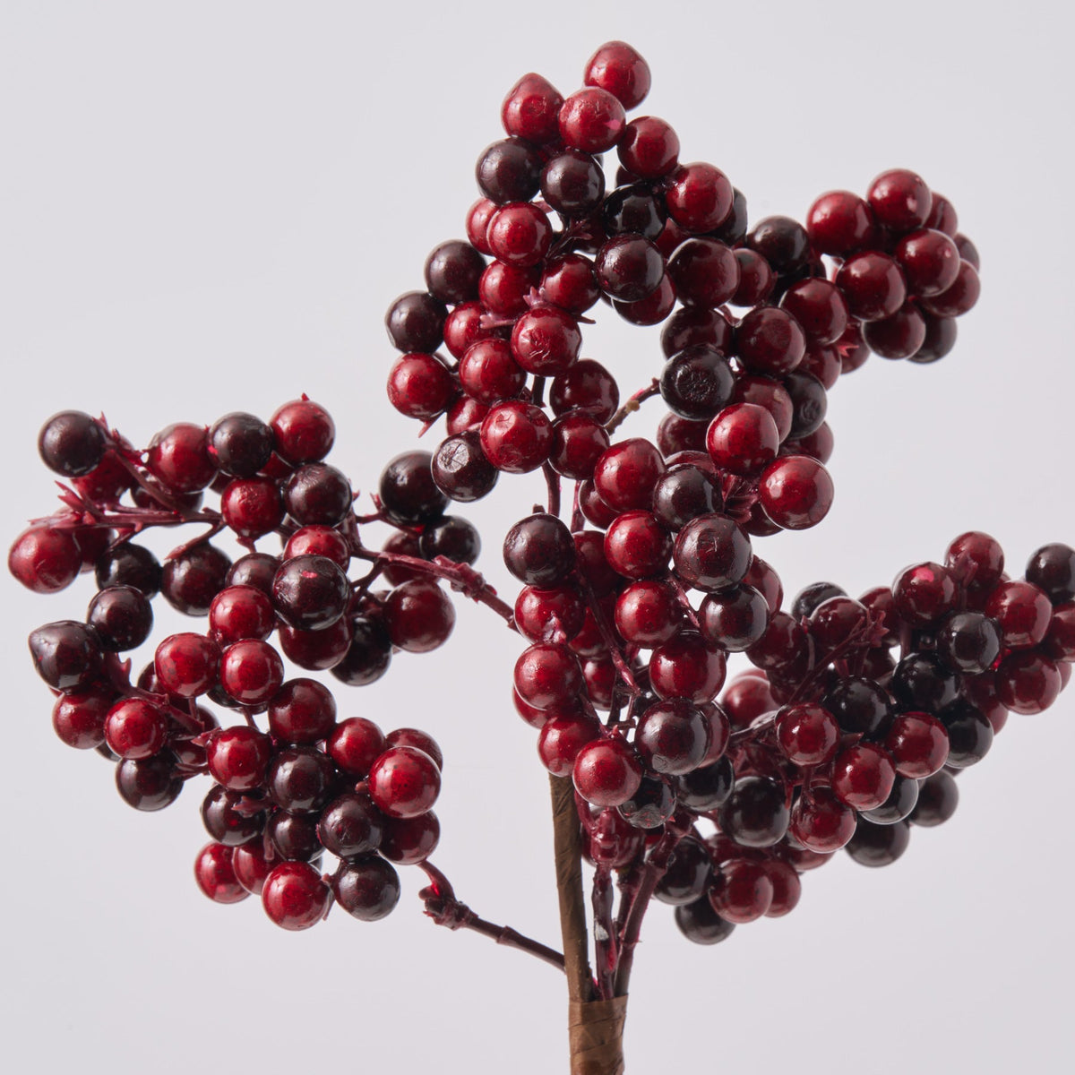 Yulemere Burgundy Red Berry Cluster Branch Faux Stem 14 Inch detail view 2