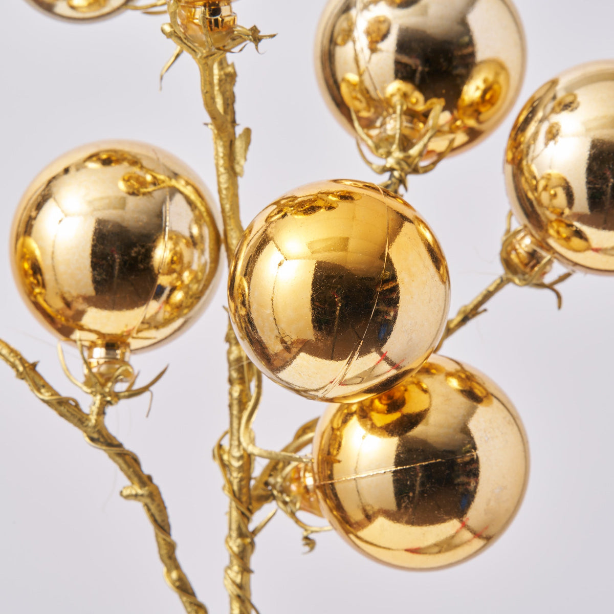 Yulemere Gold Ornament Ball on Stem Christmas Pick 15 Inch detail view 2