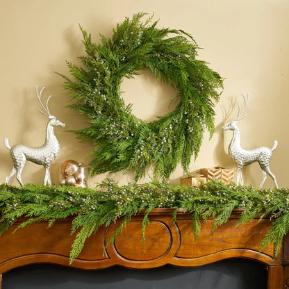 Yulemere Real Touch Lebanon Cedar and Juniper Berry Christmas Garland overall view