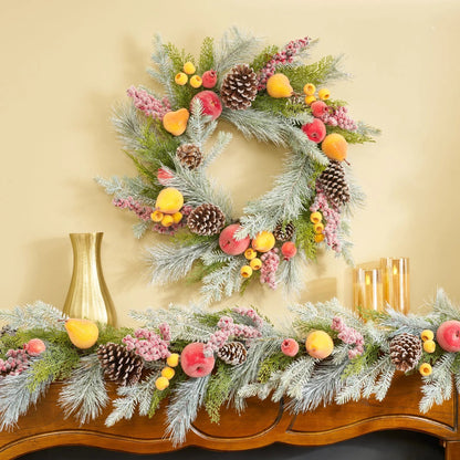 Yulemere Sugared Apple Pears Crated Christmas Garland overall view