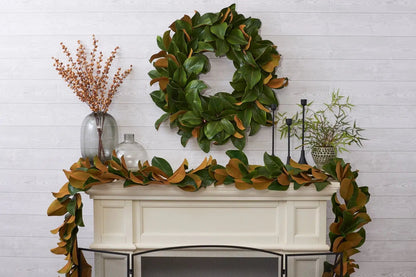 Yulemere Real Touch Magnolia Leaf Christmas Garland detail view 6
