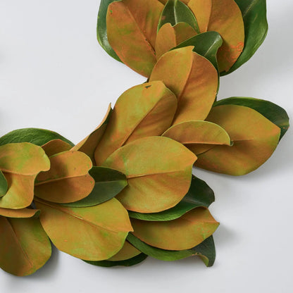 Yulemere Real Touch Magnolia Leaf Christmas Garland detail view 2