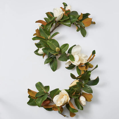Yulemere Real Touch Magnolia Christmas Garland White detail view 3