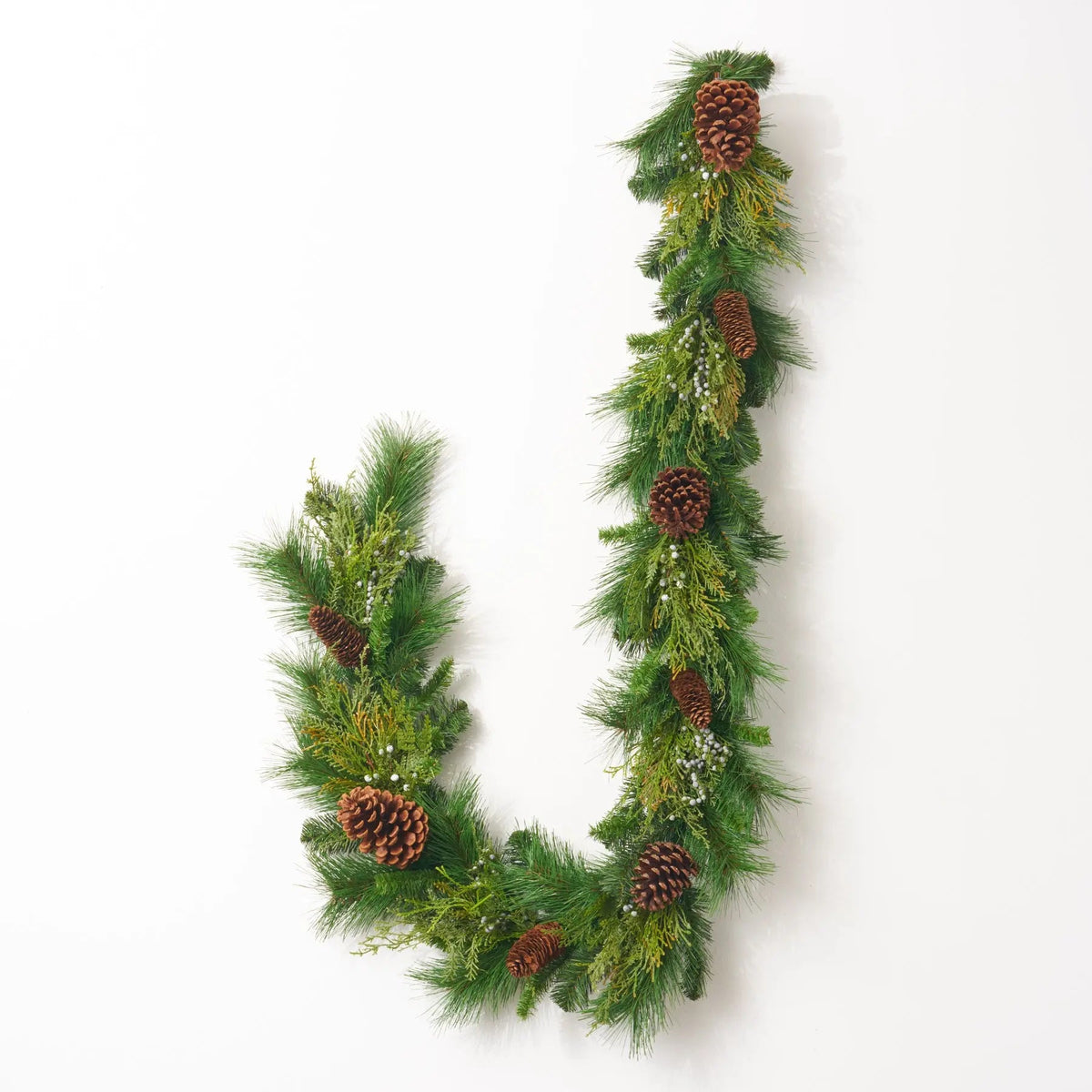 Yulemere Classic Greens and Pinecone Christmas Garland detail view 2