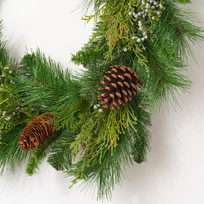 Yulemere Classic Greens and Pinecone Christmas Garland overall view