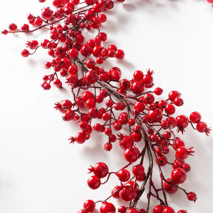 Yulemere Waterproof Red Berry Christmas Mantle Garland detail view 3