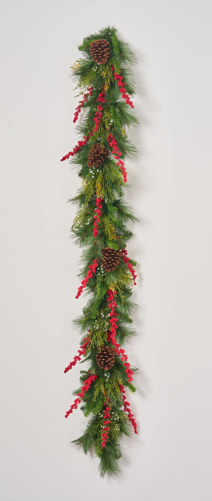 Yulemere Real Touch Lebanon Cedar Christmas Garland Red detail view 4