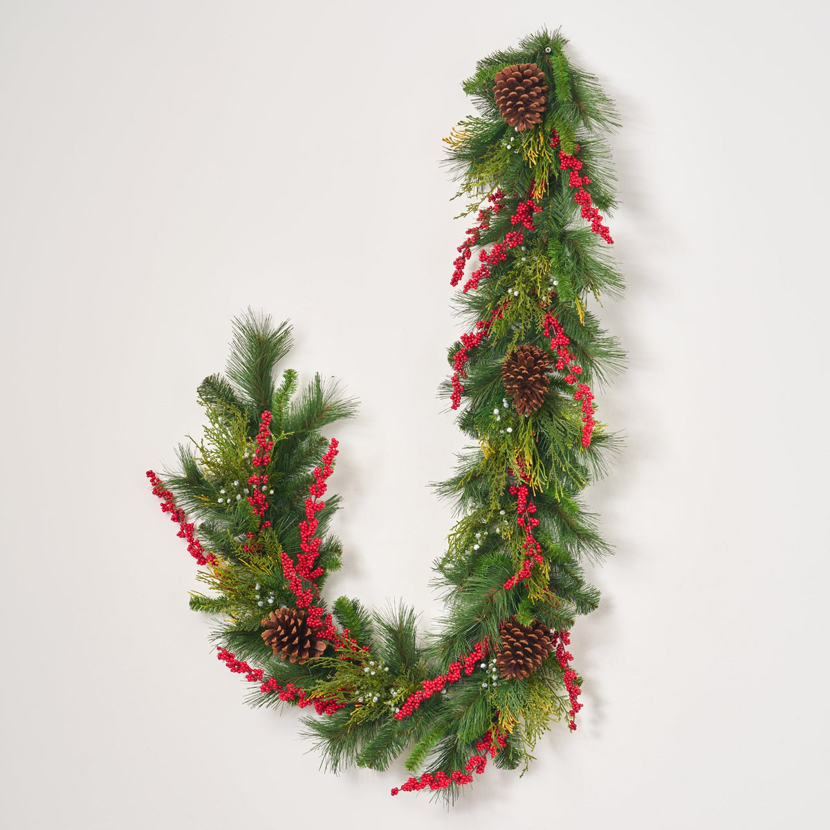 Yulemere Real Touch Lebanon Cedar Christmas Garland Red detail view 2