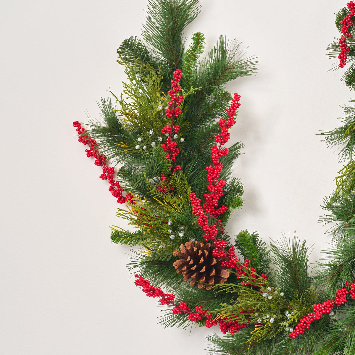 Yulemere Real Touch Lebanon Cedar Christmas Garland Red detail view 3