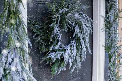 Yulemere Real Touch Snow Flocked Christmas Garland overall view