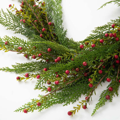 Yulemere Real Touch Wild Cranberry and Cedar Christmas Garland overall view