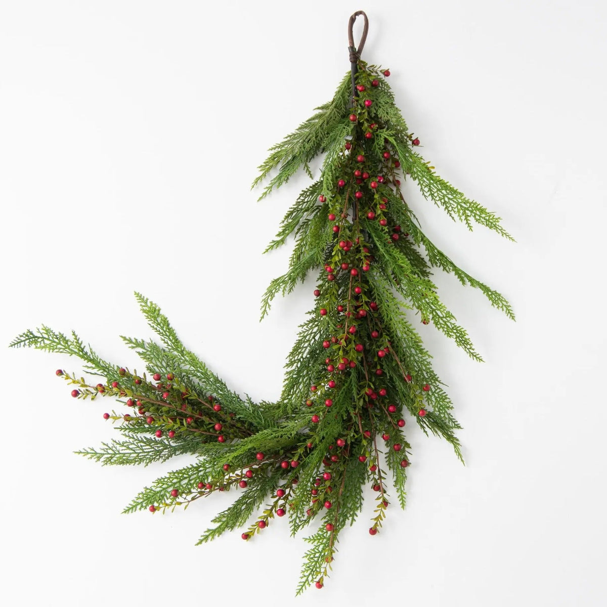 Yulemere Real Touch Wild Cranberry and Cedar Christmas Garland detail view 2