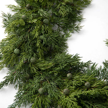 Yulemere Real Touch Seeding Juniper Christmas Garland 6 Ft overall view