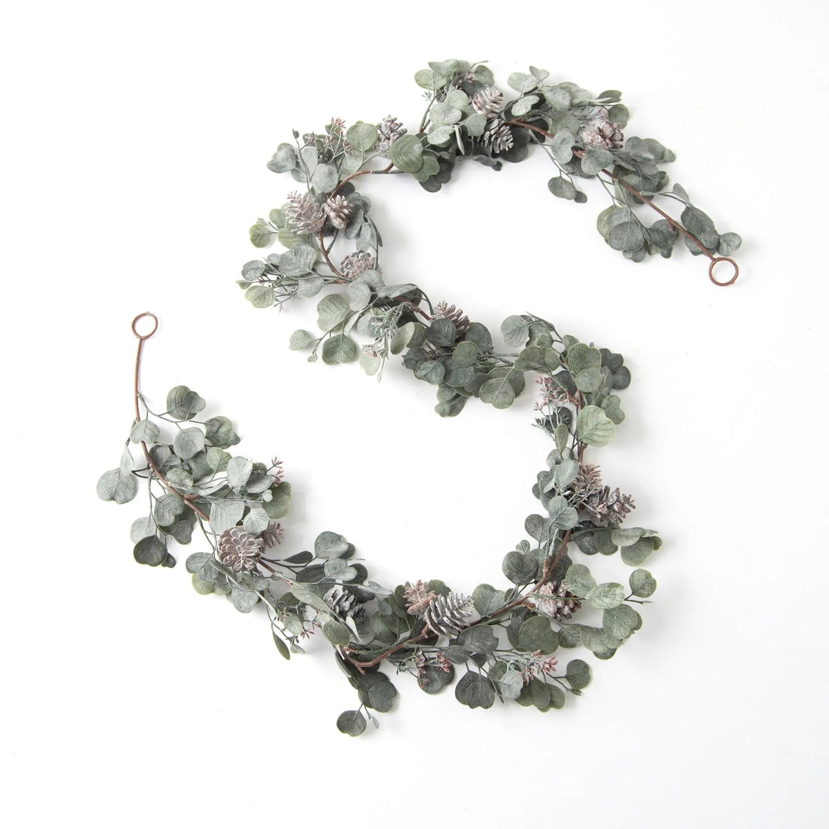 Yulemere Faux Dusty Green Silver Christmas Garland detail view 3