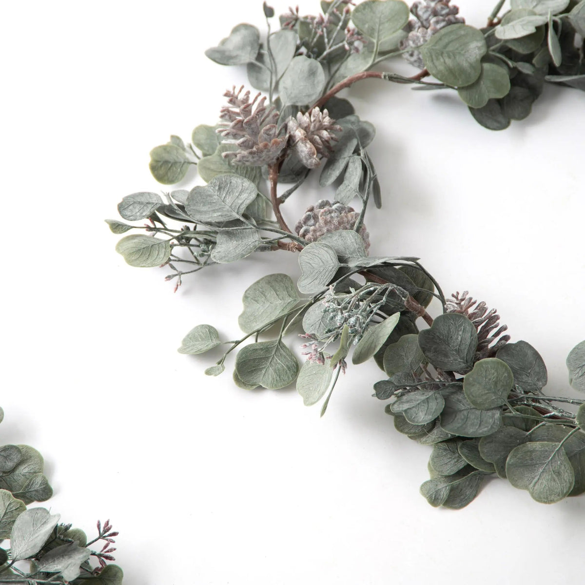 Yulemere Faux Dusty Green Silver Christmas Garland detail view 2