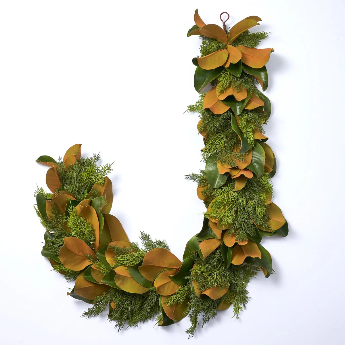 Yulemere Real Touch Magnolia Leaf and Cedar Christmas Garland detail view 2