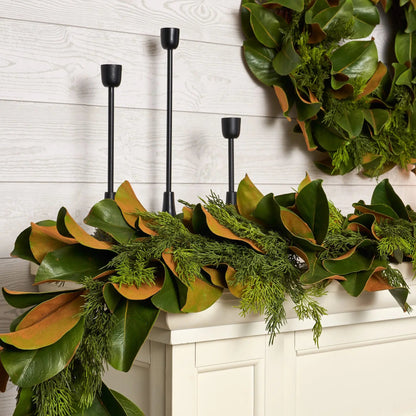 Yulemere Real Touch Magnolia Leaf and Cedar Christmas Garland detail view 4