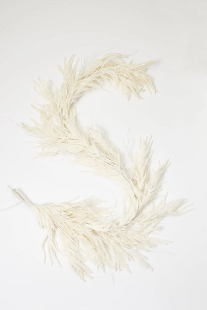 Yulemere pre lit Real Touch white Norfolk pine Christmas garland detail view 4