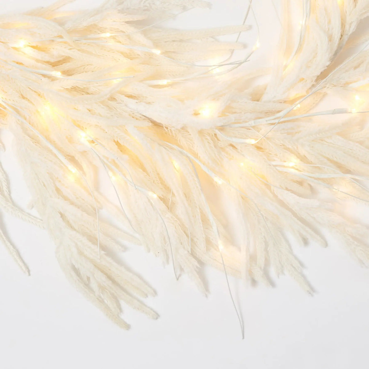 Yulemere pre lit Real Touch white Norfolk pine Christmas garland overall view