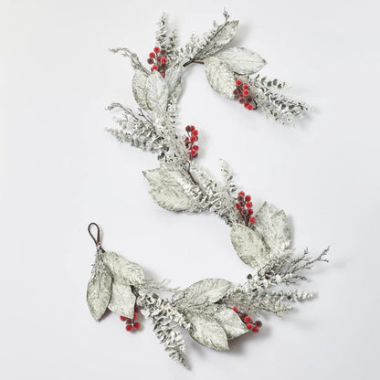 Yulemere Real Touch Red Magnolia Christmas Garland overall view