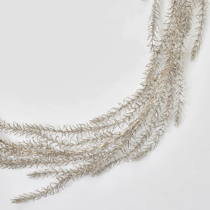 Yulemere Shimmering Metallic Champagne Gold Glitter Christmas Garland detail view 2