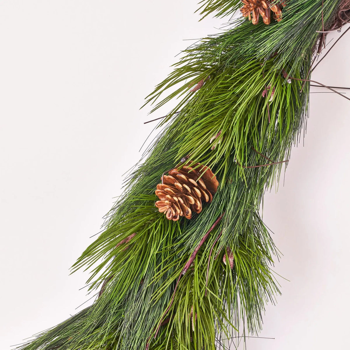 Yulemere Pre Lit Long Needle Pine and Pinecone Christmas Garland overall view