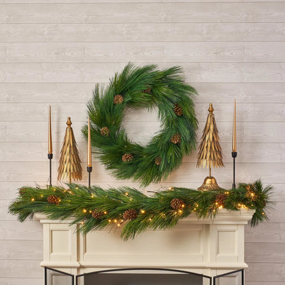Yulemere Deluxe Long Needle Pine and Pinecone Thick Christmas Garland detail view 2
