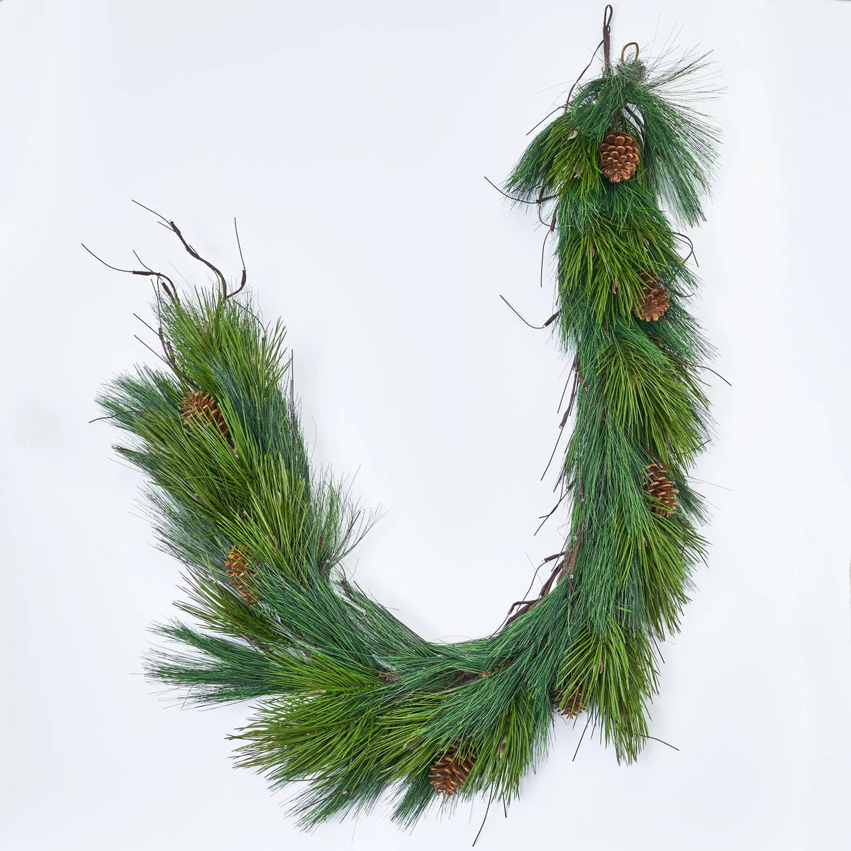 Yulemere Pre Lit Long Needle Pine and Pinecone Christmas Garland detail view 4