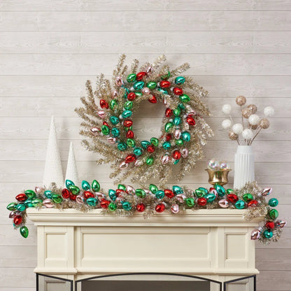 Yulemere Razzle Dazzle Christmas Gold and Silver Tinsel Garland detail view 4
